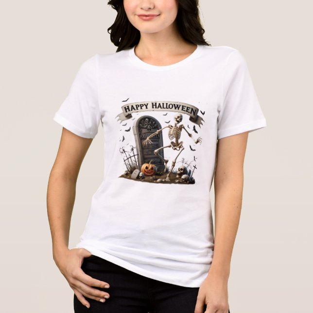 Camiseta Triblenda Dancing Skeleton Halloween Design (Anverso)