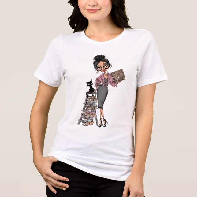 Camiseta Triblenda Dark Academia Book Witch with Cat (Anverso)