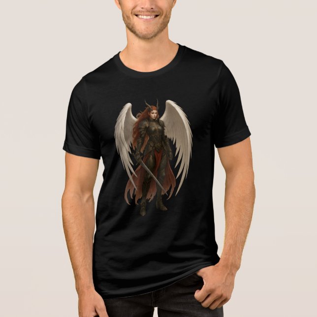 Camiseta Triblenda Dark Angel Warrior with Sword & Wings (Anverso)