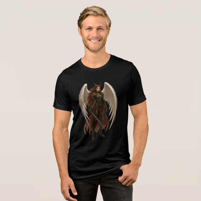 Camiseta Triblenda Dark Angel Warrior with Sword & Wings (Anverso Completo)