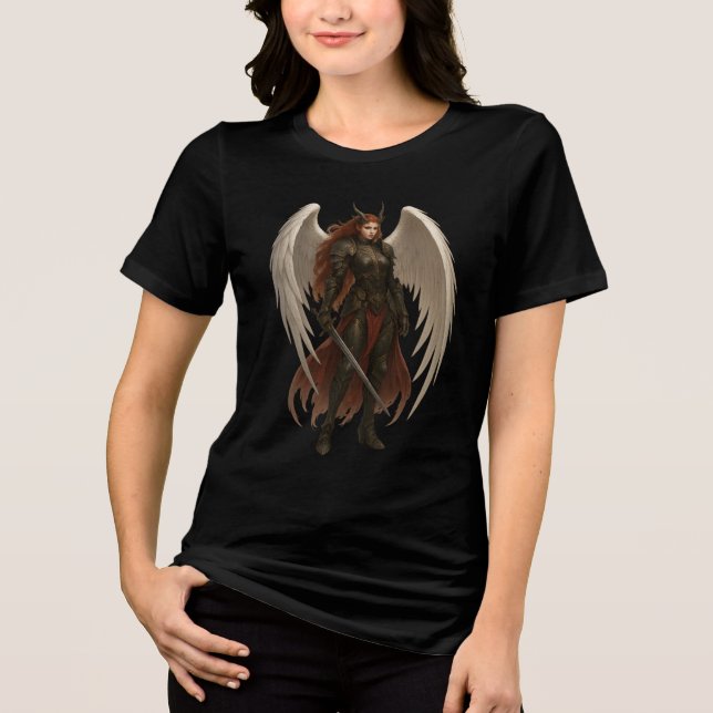 Camiseta Triblenda Dark Angel Warrior with Sword & Wings (Anverso)