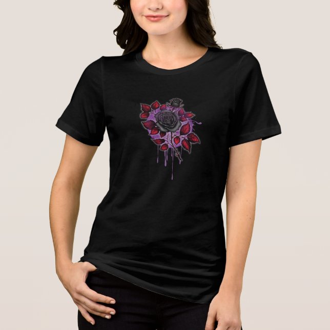 Camiseta Triblenda Dark Rose of Shadows – Gothic Floral Aesthetic (Anverso)
