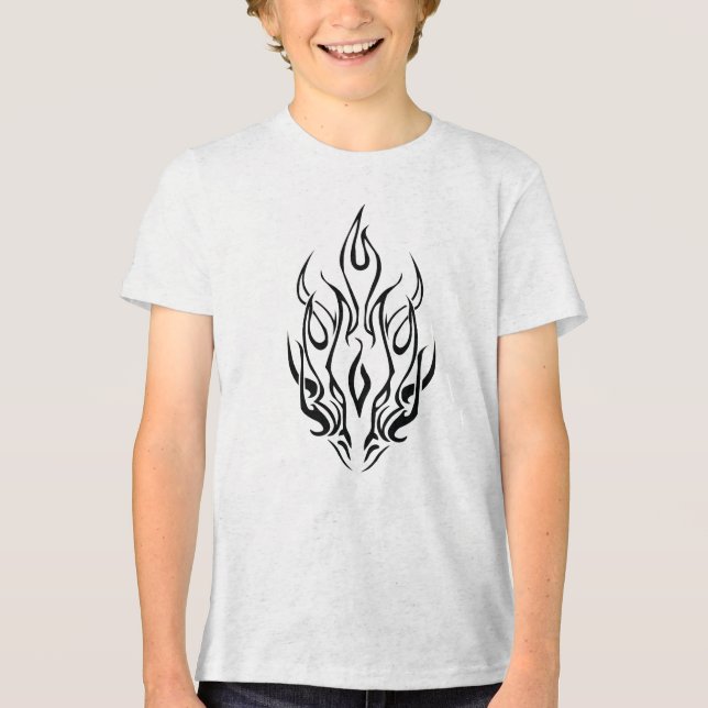 Camiseta Triblenda Dark Tribal Flame Mask – Abstract Fire Art Design (Anverso)