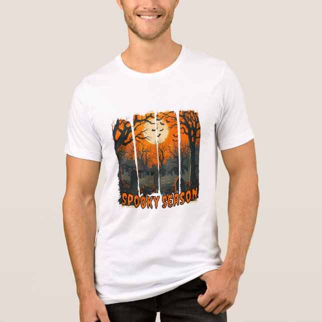 Camiseta Triblenda de Halloween Spooky Season Cementerio (Anverso)