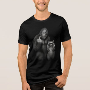 Camiseta Triblenda Dedo Medio de Mapache y Pie Grande