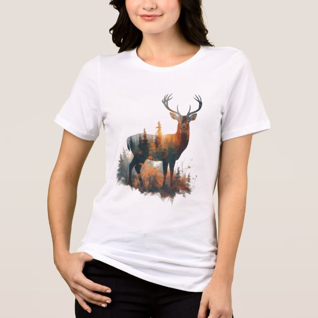 Camiseta Triblenda Deer Forest Silhouette – Bella+Canvas Women's Tri- (Anverso)