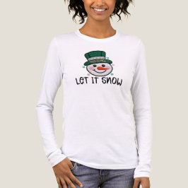 Camiseta Triblenda Deja que nieve, muñeco de nieve de ganchillo falso
