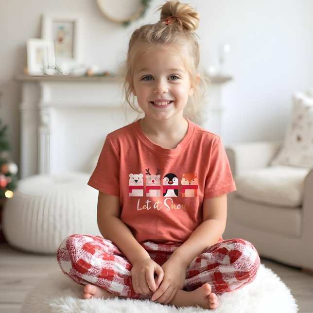 Camiseta Triblenda Dejar Que La Nieve | Reno, oso polar, pingüino y z (Let It Snow | Reindeer, Polar Bear, Penguin & Fox Tri-Blend Shirt)