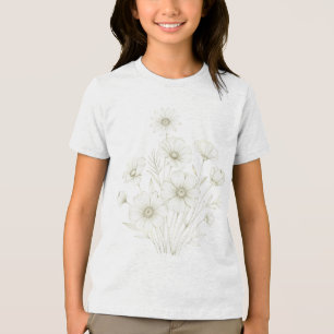 Camiseta Triblenda Delicado Cosmos Bouquet Línea Arte Gracia