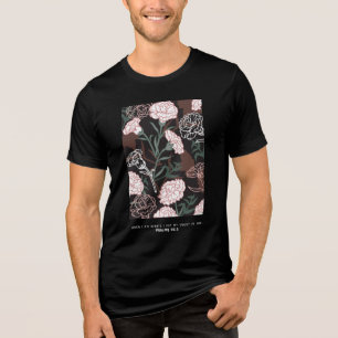 Camiseta Triblenda Delicados claveles rosados con flores de hojas ver