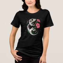 Camiseta Triblenda Delphinium y esqueleto de lagarto de julio