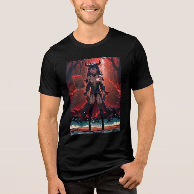 Camiseta Triblenda Demonio con Contacto en Encrucijada, Anime Demonio (Anverso)