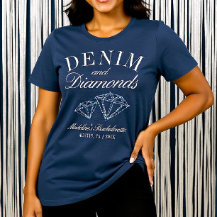 Camiseta Triblenda Denim Diamonds Bachelorette Party Blue Personaliza