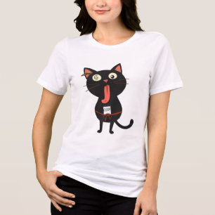 Camiseta Triblenda Derpy Black Cat con una expresión falsa