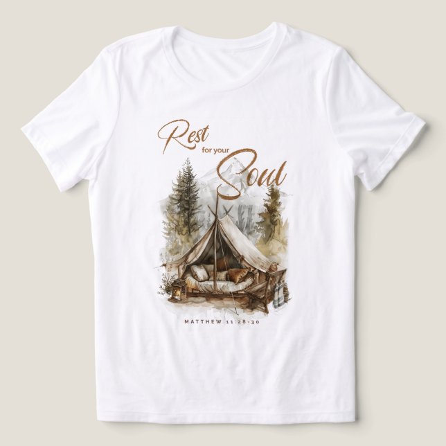 Camiseta Triblenda Descanse por la camiseta de las mujeres cristianas (Diseño delantero )