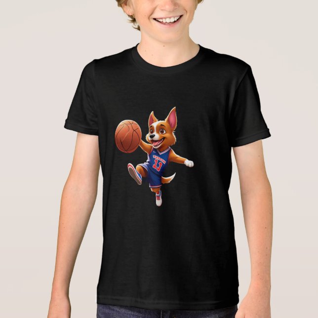 Camiseta Triblenda Design of a dog playing basketball (Anverso)