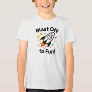 Camiseta Triblenda Despegue hacia un divertido diseño de cohete color