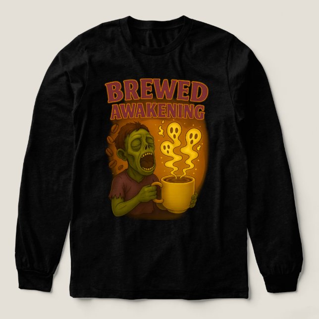 Camiseta Triblenda Despertar a los amantes del café Zombie Halloween (Diseño traserp)