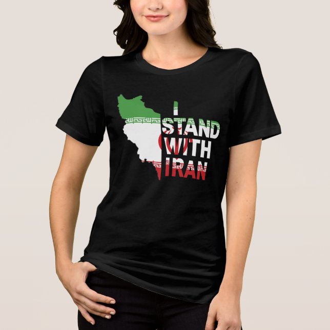 Camiseta Triblenda Detener la guerra / Yo apoyo a Irán, la guerra de  (Anverso)