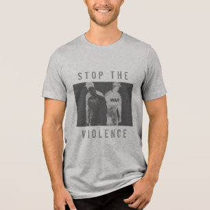 Camiseta Triblenda "Detener la Violencia" Gráfico de Guerra en Carbón