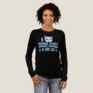 Camiseta Triblenda Detrás de cada mujer fuerte está su gato Frase div