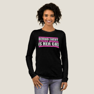 Camiseta Triblenda Detrás de cada mujer fuerte está su gato Frase div