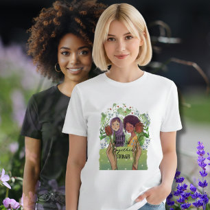 Camiseta Triblenda Día de la Mujer Retrato Más Fuerte Juntas con Rosa