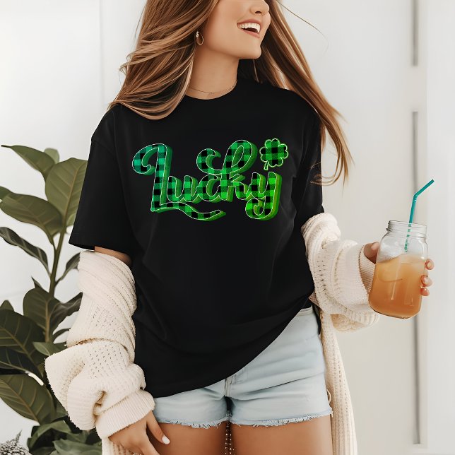 Camiseta Triblenda Día de Lucky Green Plaid Shamrock St Patrics (Subido por el creador)