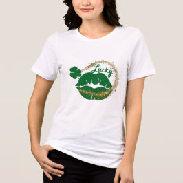 Camiseta Triblenda Día de Lucky Irish Kiss Green Gold St Patricks
