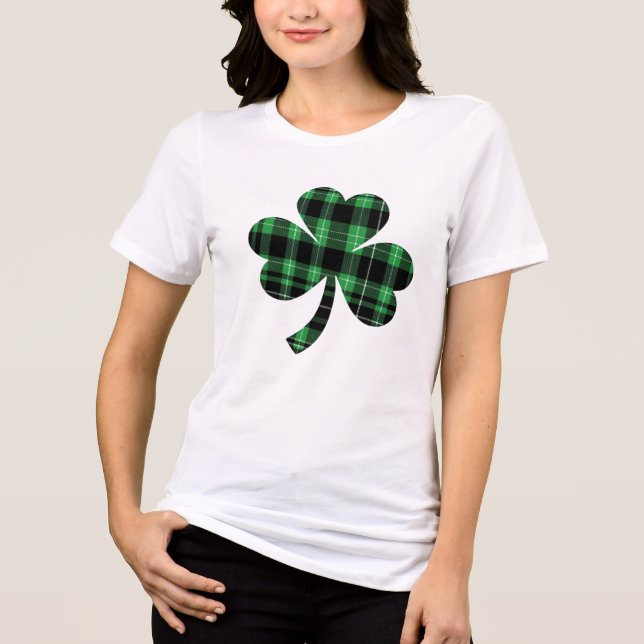 Camiseta Triblenda Día de San Patricio - Buffalo Plaid Shamrock (Anverso)