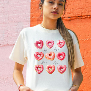 Camiseta Triblenda Día de San Valentín Donut Amor Comida Amante
