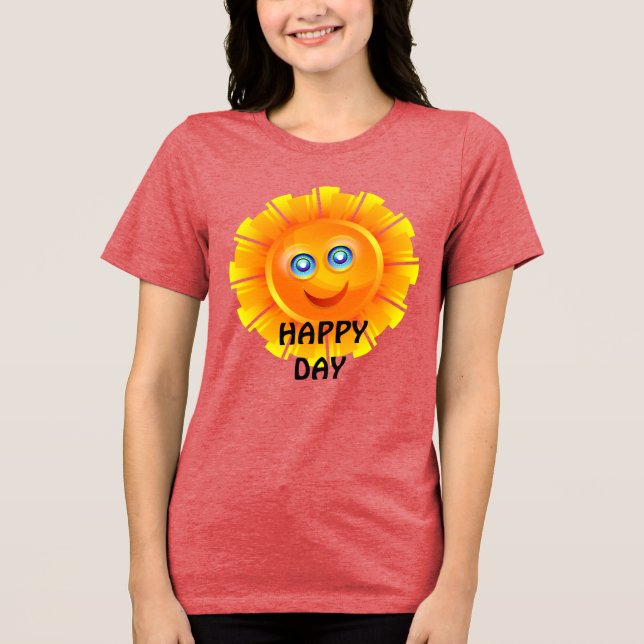 CAMISETA TRIBLENDA DÍA FELIZ, SONRISA DE SOL, (Anverso)