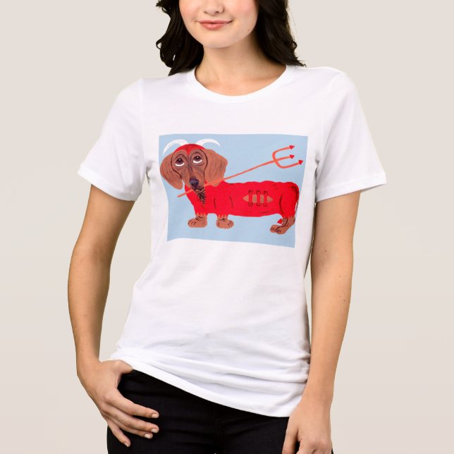 Camiseta Triblenda Diablo Dachshund (Anverso)