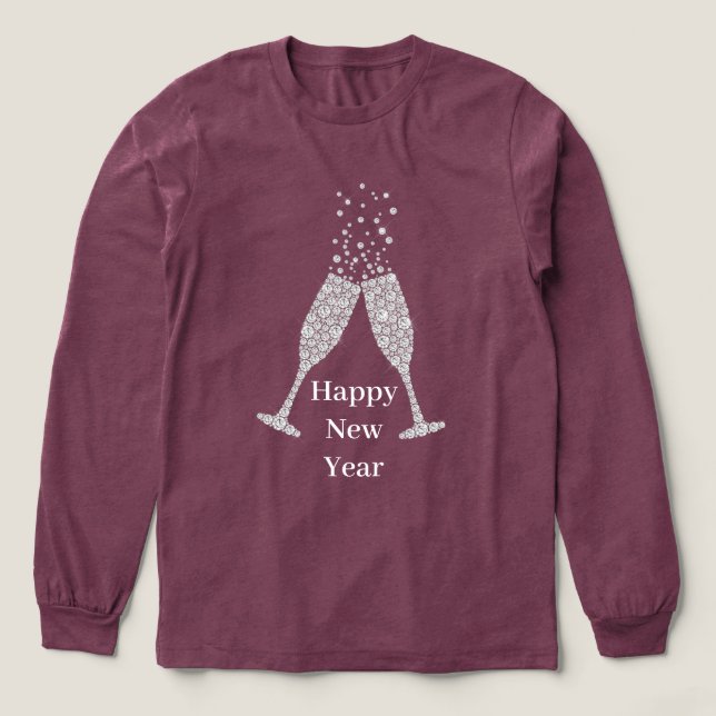 Camiseta Triblenda Diamond Champagne Glasses New Year's (Diseño traserp)