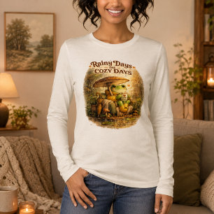 Camiseta Triblenda Días Lluviosos Días Acogedores Rana Leyendo Libro