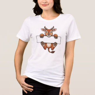 Camiseta Triblenda Dibujo animado de gacela linda sosteniendo una señ