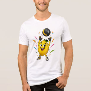 Camiseta Triblenda Dibujo animado divertido de limón levantando pesas