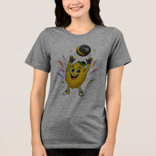 Camiseta Triblenda Dibujo animado divertido de limón levantando pesas