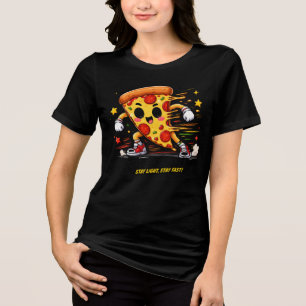 Camiseta Triblenda Dibujo animado divertido de una mascota de pizza l