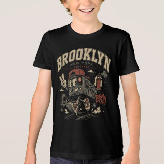 Camiseta Triblenda Dibujo animado vintage del metro de Brooklyn Nueva