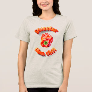 Camiseta Triblenda Dibujo De Lápiz Rojo Y Texto En 3D Más Saludable Q