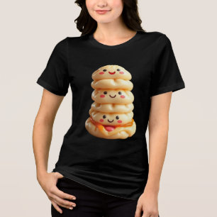 Camiseta Triblenda Dibujo de personaje Kawaii de albóndigas apiladas