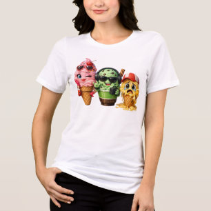 Camiseta Triblenda Dibujo de Personaje Kawaii del Equipo de Helado Di