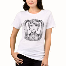 Dibujo gráfico de chica anime linda con coletas 
