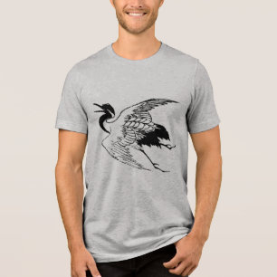 Camiseta Triblenda Dibujo japonés vintage de una grúa