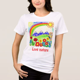 Camiseta Triblenda Dibujo natural colorido para los amantes de la nat