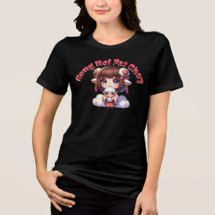 Camiseta Triblenda Dibujos animados Año Nuevo Chino oveja y niña