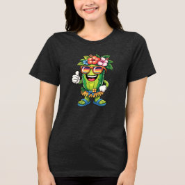 Camiseta Triblenda Dibujos Divertidos de Pickleball Tropical en la Pl