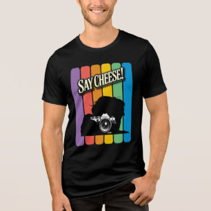 Camiseta Triblenda Digamos diseño de cámara retro de queso