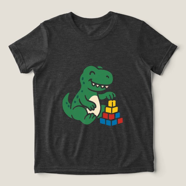 Camiseta Triblenda Dino Bloques de Construcción Diversión (Diseño delantero )